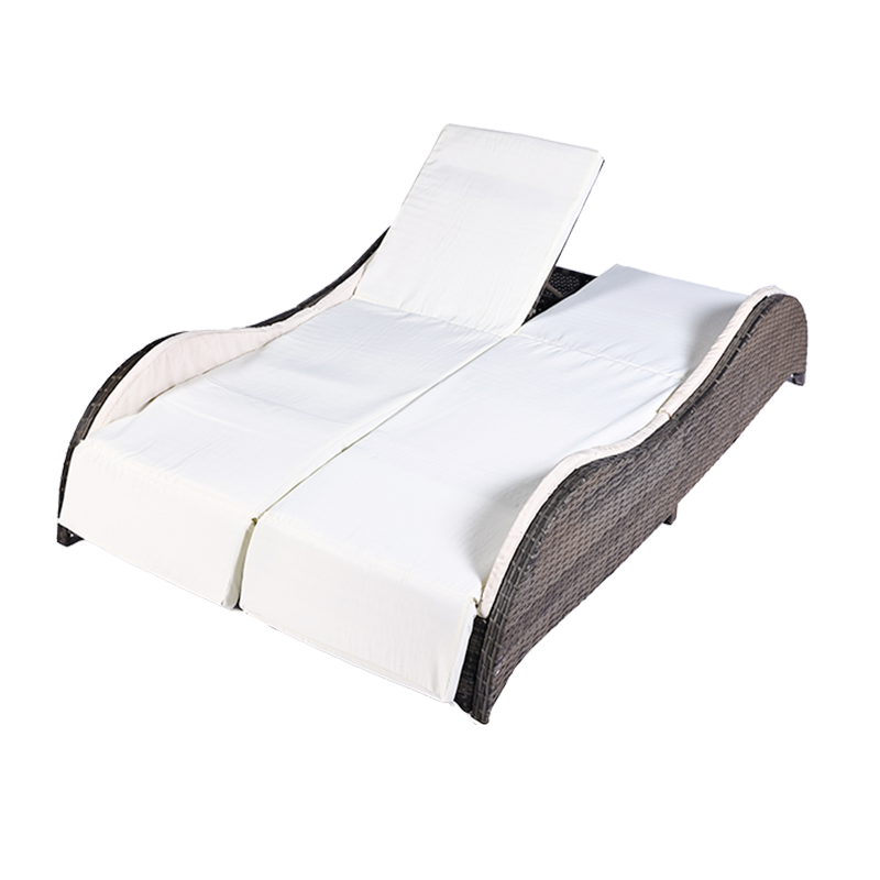 고품질 야외 가구 등나무 태양 의자 물결 모양의 더블 Sunbed